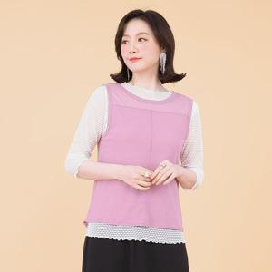 애비뉴투지 엄마옷 뒷트임 여름 시스루 쉬폰 숏 조끼 V05107