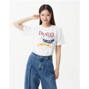 플라스틱아일랜드  (PR2CH361) 크롭 프린팅 티셔츠