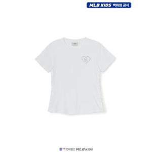 [MLB키즈US] (7FTSH0453-50WHS) 여아 하트 스포티브 라인 크롭 티셔츠 아동티셔츠 키즈티셔츠