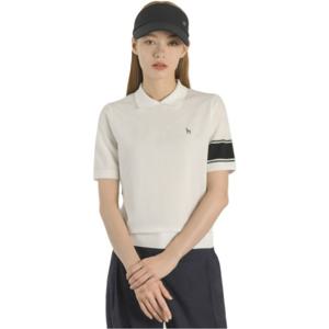 [헤지스골프] 화이트 여성 카라형 블루종 강연 스웨터HWSW5B313OW