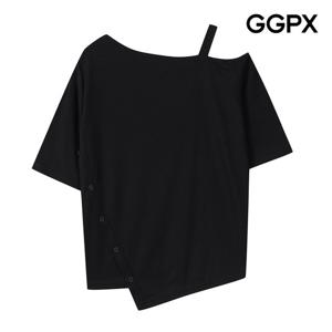 [지지피엑스]언발 버튼 오프숄더 티셔츠 (GP4TS050F)