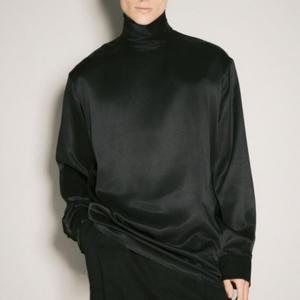 25 FW 돌체앤가바나 루즈핏 실커 터틀넥 긴팔 탑 블랙 G8SD9T FU1NU N0000