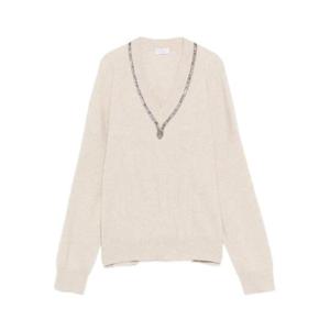 25 FW Brunello Cucinelli 크리스털 장식 V넥 스웨터 M12220902C9731 TP441108826