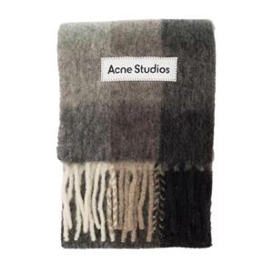ACNE STUDIOS 알파카와 울 혼방 맨 소재의 체크 모티프와 로고 패치 멀티컬러 스카프 CA0084BO8