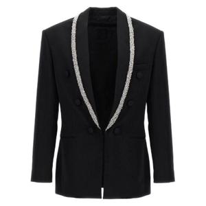Balmain Grain De Poudre 자수 칼라 재킷 DH0SG14609WC EHV TP946534466