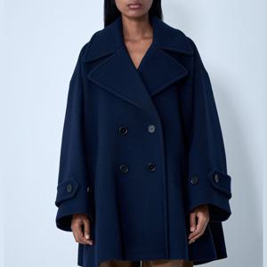 25 FW 끌로에 더블 브레스트 울 블랜드 와이드 오버사이즈 코트 네이비 CH25AMA2695248B