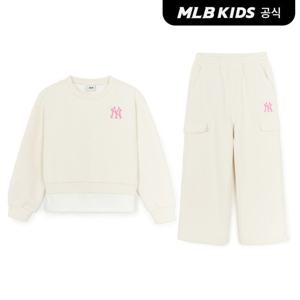 [MLB키즈 공식] 25FW 스트릿 하트 여아 레이어드 맨투맨세트 NY (Cream) 7FS2H0154-50CRS