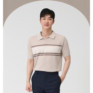 [피에이티]컬러블록 오픈 카라 반팔 니트 1K33602_HDD