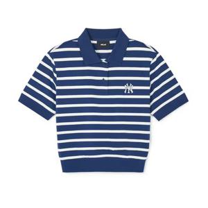 MLB W 바시티 스트라이프 크롭 카라 티셔츠 A5 3FPQV0143 50NYL
