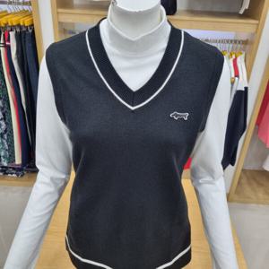 [루이까스텔]여성 솔리드 앞판PK조직 브이넥 니트 조끼 3LRVT901