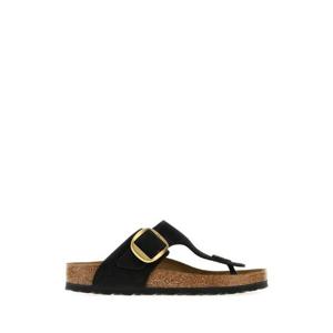 BIRKENSTOCK Black suede Gizeh thong slippers 1024019 BLACK