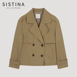 [SISTINA] 인기 플랩 더블 숏 트렌치코트_AWWBYO11020_DB