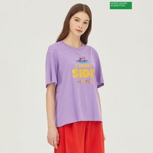 [베네통] 마카롱 자수 티셔츠 BATS03341_VO