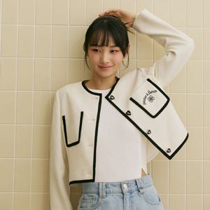 [에고이스트] ER2OJK01 [BLUE LABEL] 라운드넥 트위드 크롭 자켓