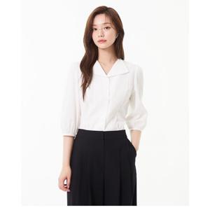 플라스틱아일랜드  오픈카라 볼륨소매 블라우스 (PR2WB433)