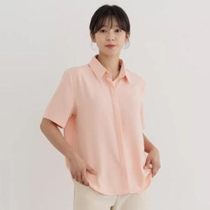 [바네사빈] 링클프리 히든버튼 반팔 블라우스 셔츠 남방 v01104