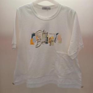 Latium HC06 루즈핏 셔츠 배색 밑단 스트링 라운드 반팔 데일리 티셔츠 T2523ts19W