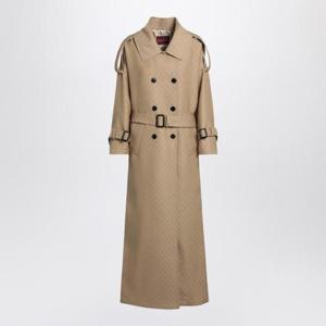 GUCCI Beige coat in silk and wool GG 828105Z8BZXQGUC-2071