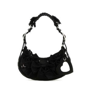 BALENCIAGA 블랙 새틴 Le Cagole XS 숄더백 6713092AAWD 1000