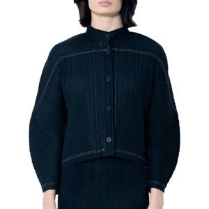 25 FW 플리츠 플리세 이세이미야케 탑스티칭 클래식 카라 셔츠 PP48JC542 15 BLACK