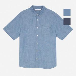 뱅뱅 HC07 공용 스티치 반팔 데님셔츠 NSLD30