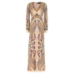 Etro 페이즐리 프린트 V넥 미디 드레스 WRHA043999SP4F9 X0874 TP945643563