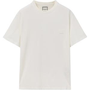우영미 플라워 백 로고 반소매 티셔츠 - 아이보리  W251TS06761I