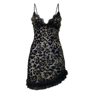 25 FW 로베르토 카발리 lace trimmed leopard pattern mini dress VQT118FC005 TP441075077