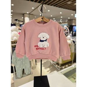 [블루독베이비] 25 FW(핑크)화이트도기 스웨트셔츠(45A1433404)백일 돌 선물 조카 아가옷 유아 등원 (45A14
