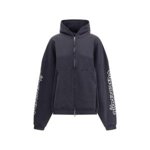 발렌시아가 블랙레터 스크립트 풀드 지퍼 후드 티셔츠 808227TSVW5 1041 TP946814469