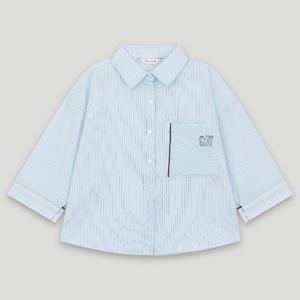[코데즈컴바인]포켓 자수 배색 스트라이프 셔츠  CKB-SH305W6