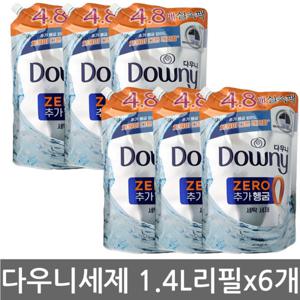 다우니 세탁세제 리필 추가 헹굼제로 1.4L 드럼 일반 겸용 6개