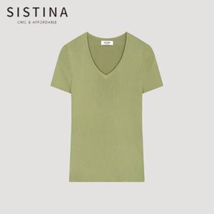 [SISTINA] 인기 슬림 리브 브이넥 니트_ASKPOO21660_LK