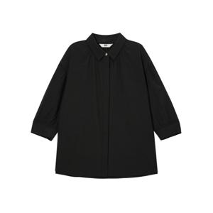 닥스 여성 24SS 50%세일린넨블랙 솔리드 린넨혼방 7부소매 튤립 블라우스 DLBL4B407BK