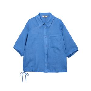 닥스 여성 24SS 50%세일린넨블루 솔리드  5부소매 셔츠(샤켓st) DLSH4B513B2