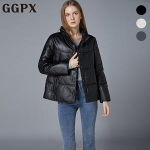GGPX  하이넥 스냅버튼 양가죽 구스 패딩 점퍼 (GOZDU002F)