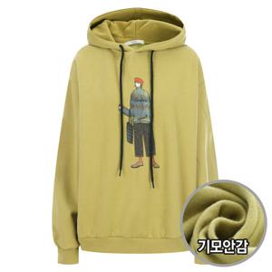 샵앤) 여성 방한 양기모 썸 패치 자수 국산 후드 티셔츠N WG-WSH-20192-머스터드