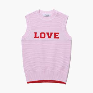 [30%OFF] 르꼬끄골프 여성 레터링 포인트 라운드넥 니트 베스트 (GQ122LKV21)