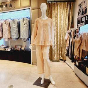 비너스 VPA4500W 여성 강연 면 선염 체크 파자마세트