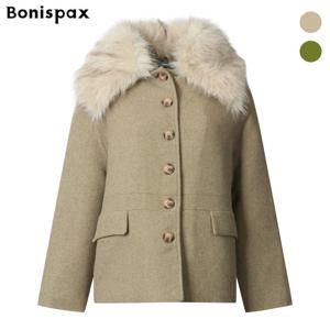 보니스팍스  퍼 카라 싱글 하프 코트 (XP2CT003M0)
