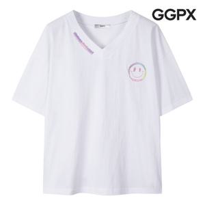 GGPX  스마일 레인보우 자수 티셔츠 (GP4TS001F)