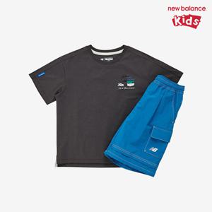 [뉴발란스키즈] NK9YF2301U(17) 다크그레이 FAMILY HOLIDAY) 일러스트 반팔 셋업