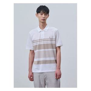 [빈폴멘]톤온톤 컬러블럭 칼라넥 티셔츠  화이트 (BC4342C311)