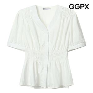 GGPX  Y버튼 셔링 스모크 블라우스 (GP5SH051F)