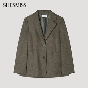[쉬즈미스] 울 블렌드 하운드 체크 자켓_SWWJKP32050_BR