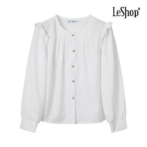 [르샵]레이스 노카라 라운드 퍼프 소매 블라우스 (BP4BL024A)