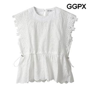 GGPX  사이드 스토퍼 펀칭 레이스 민소매 블라우스 (GP6SH036F)