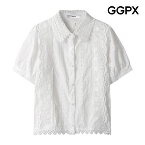 GGPX  카라넥 레이스 퍼프 셔츠 (GP6SH041F)