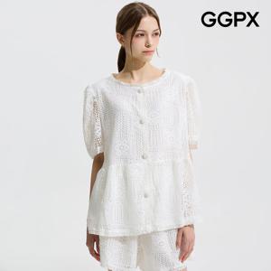GGPX  데이트룩 펀칭 레이스 블라우스 (GP6SH048F)