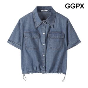 GGPX  롤업 소매 포켓 스트링 데님 셔츠 (GP7SH025F)